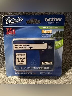 Brother Genuine P-touch TZe-231 Laminated Label Tape 0.47”x26.2ft SEALED